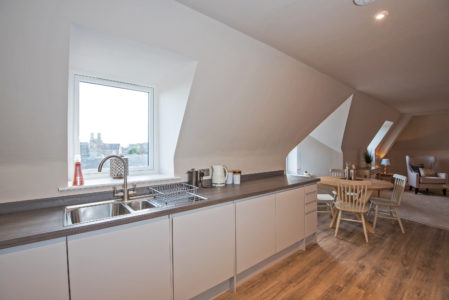 holiday let durham open plan living room, kitchen/ diner