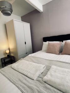 Beige double bedroom