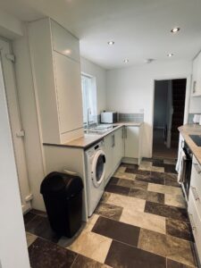 White galley kitchen