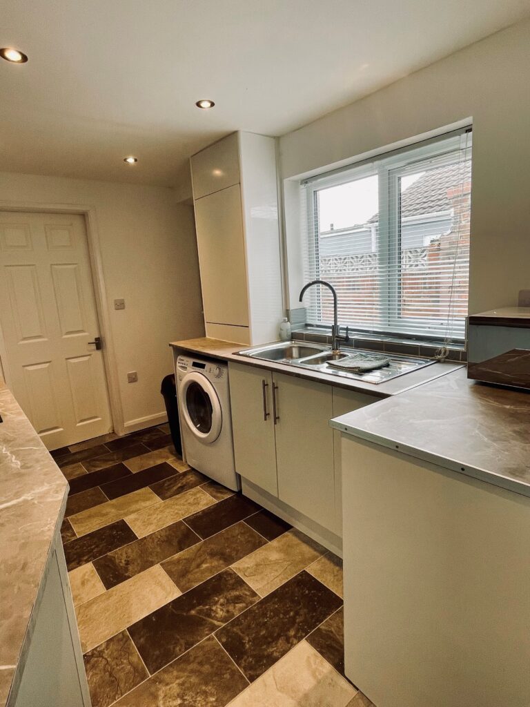 White galley kitchen