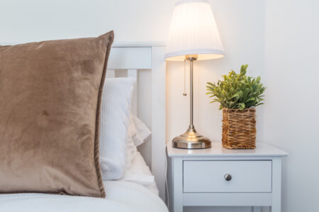 White and grey double bedroom