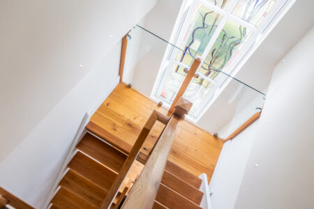 Oak and glass staircase