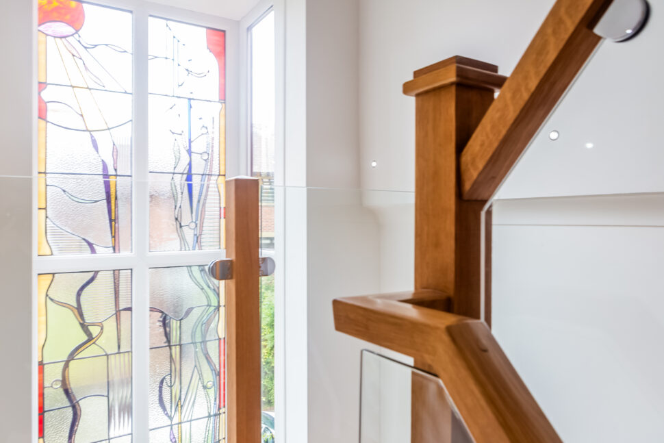 Oak and glass staircase