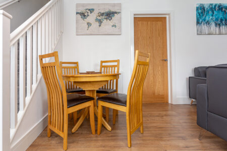 Blue feature wall living room/ dining room