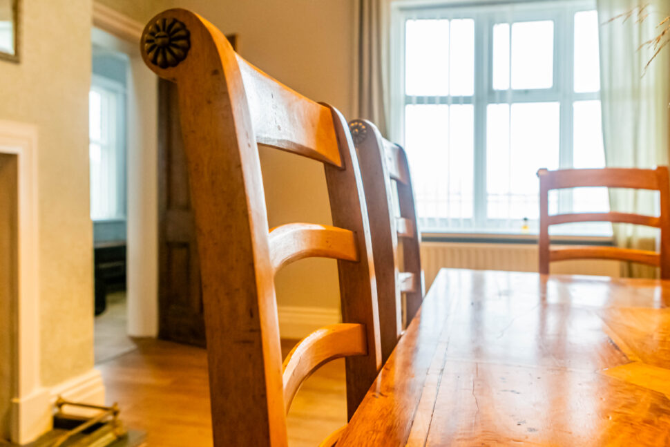 dining room with fireplace