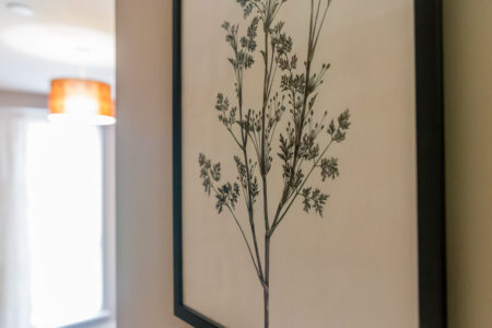 Toast Stays, close up of botanic wall art